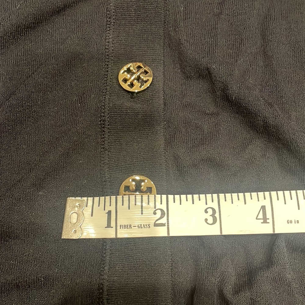 Tory Burch Soft Sheer Cardigan with Gold Logo Buttons - Picture 6 of 6